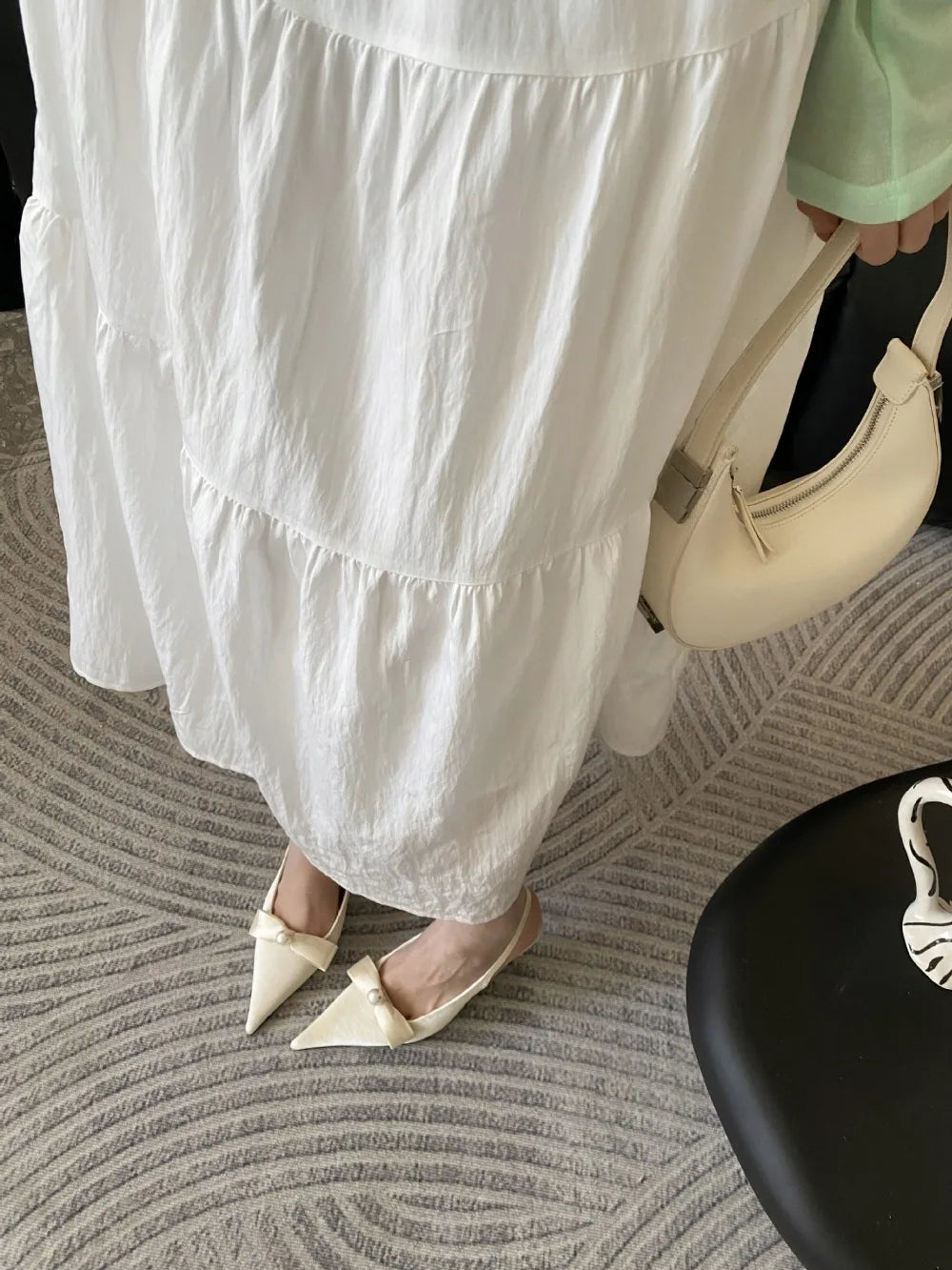 High Quality Satin Bow Pumps Pointed Toe Thin Heeled Backless Brand Shallow Mouth Sandal
