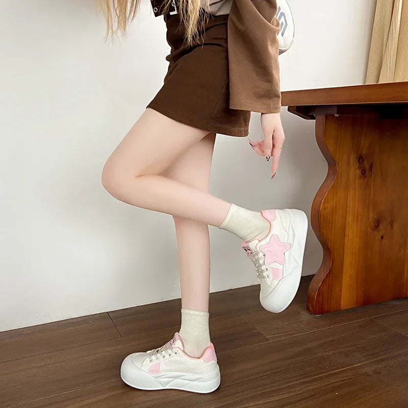 Girl Thick Bottom Round Head Star Shoes To Wear Comfortable Sports Shoes Casual Bread Shoes