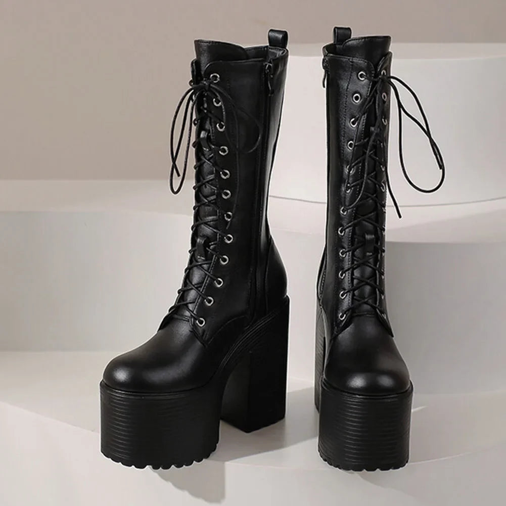 Platform Ankle Boots Brand Design Great Quality Gothic Style Comfy Cool Street Shoes Boots Big Size 43