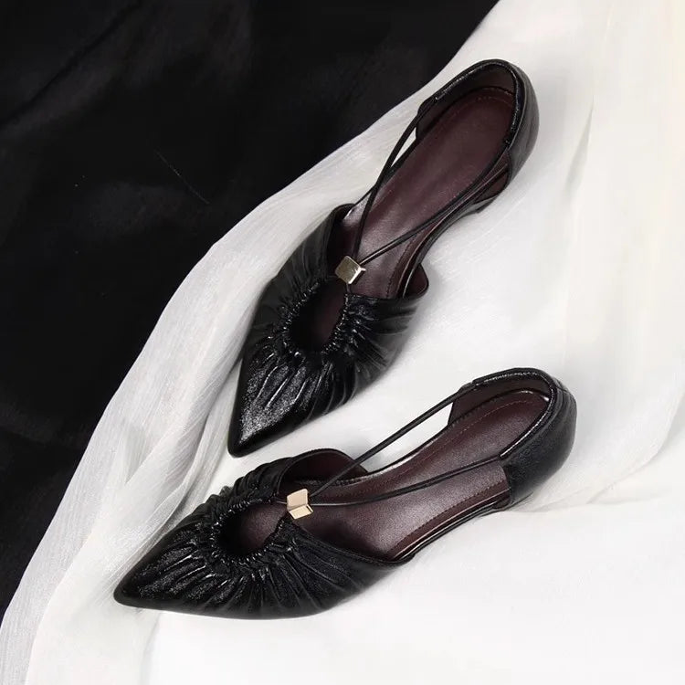 Pointed Hollow Pleated Flat Shoes Outdoor Shallow Casual Sandals Comfortable Breathable Shoes