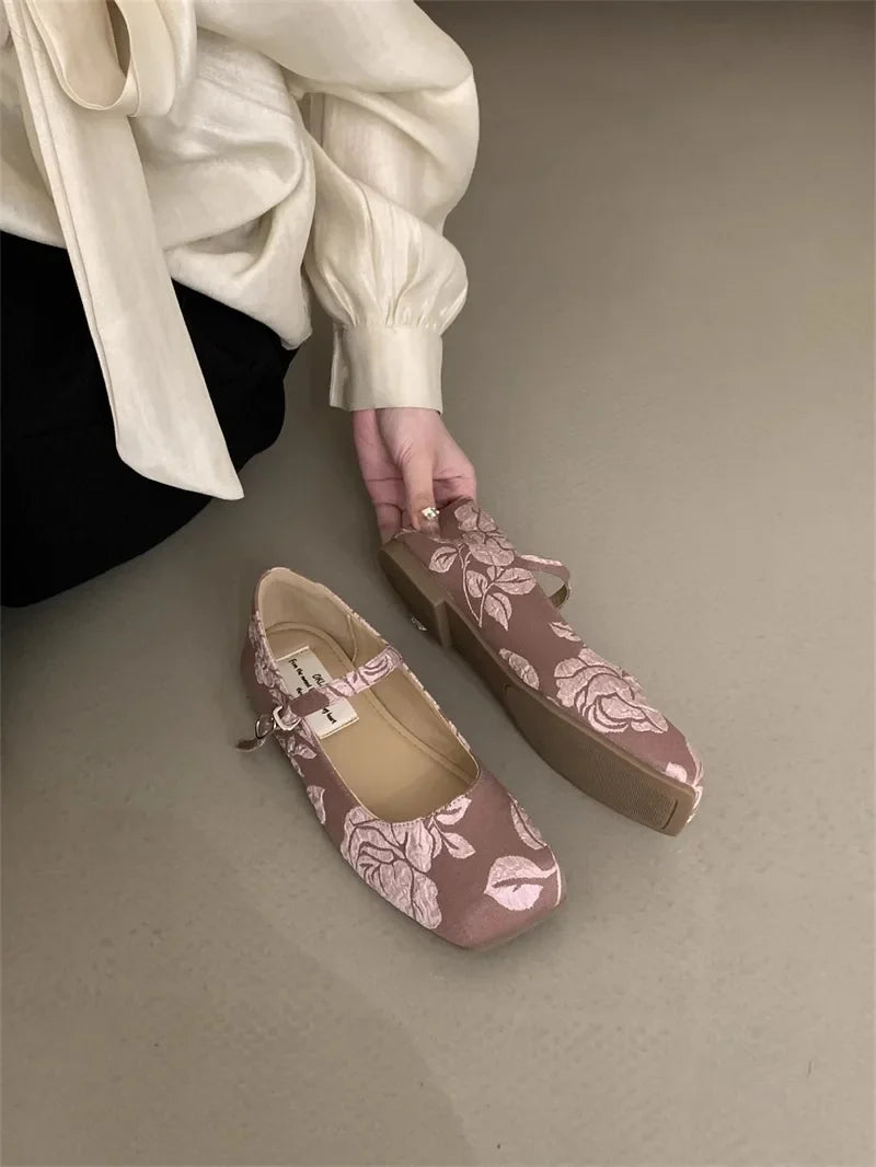 Square Flat Mary Jane Shoes