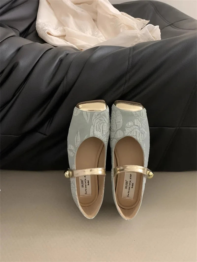 Square Flat Mary Jane Shoes