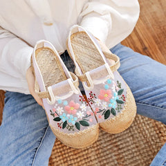 Thin Mesh Embroidered Shoes Breathable Antique Hanfu Shoes Old Beijing Cloth Shoes Flat Shoes
