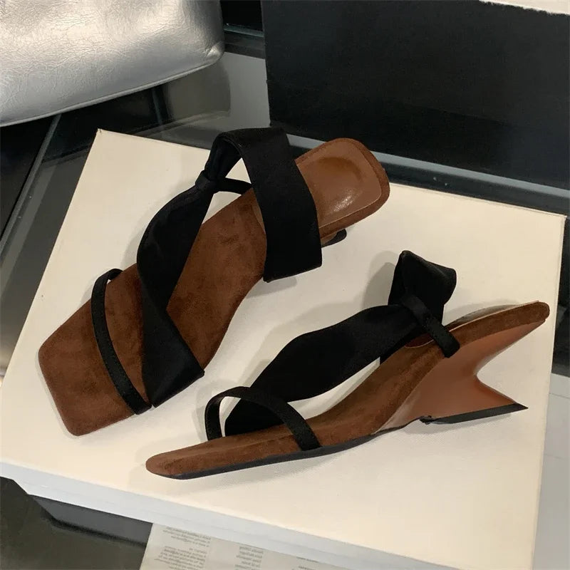 Arrived Open Toe Wedges Heels Square Party Zapatos De Mujer