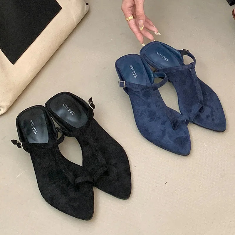 Footwear Wedges Heeled Slippers Shoes Pointed Toe Wedges Slippers Shoes Flip flops