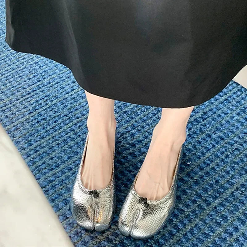 Soft Leather Split Toe Design Mules Flats Shoes Cozy Lightweight Soft Sole Loafers Mary Jane Pumps Ballet Shoe