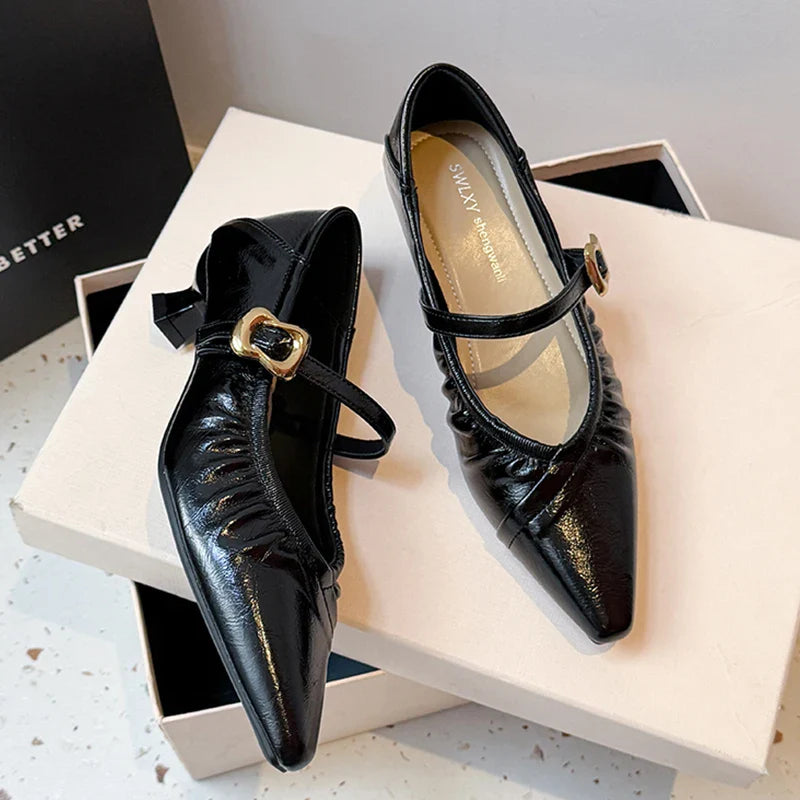 Pointed Toe High Heels Mary Jane Shoes Sandals Dress Shallow Mujer Zapatos