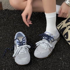 Outdoor Running Shoes Comfortable Lace Up Sneakers Casual Flats Soft Flat Sneakers Shoes