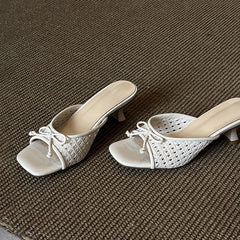 Butterfly-knot Woman Slippers High Heel Slides Concise Party Dress Shoes