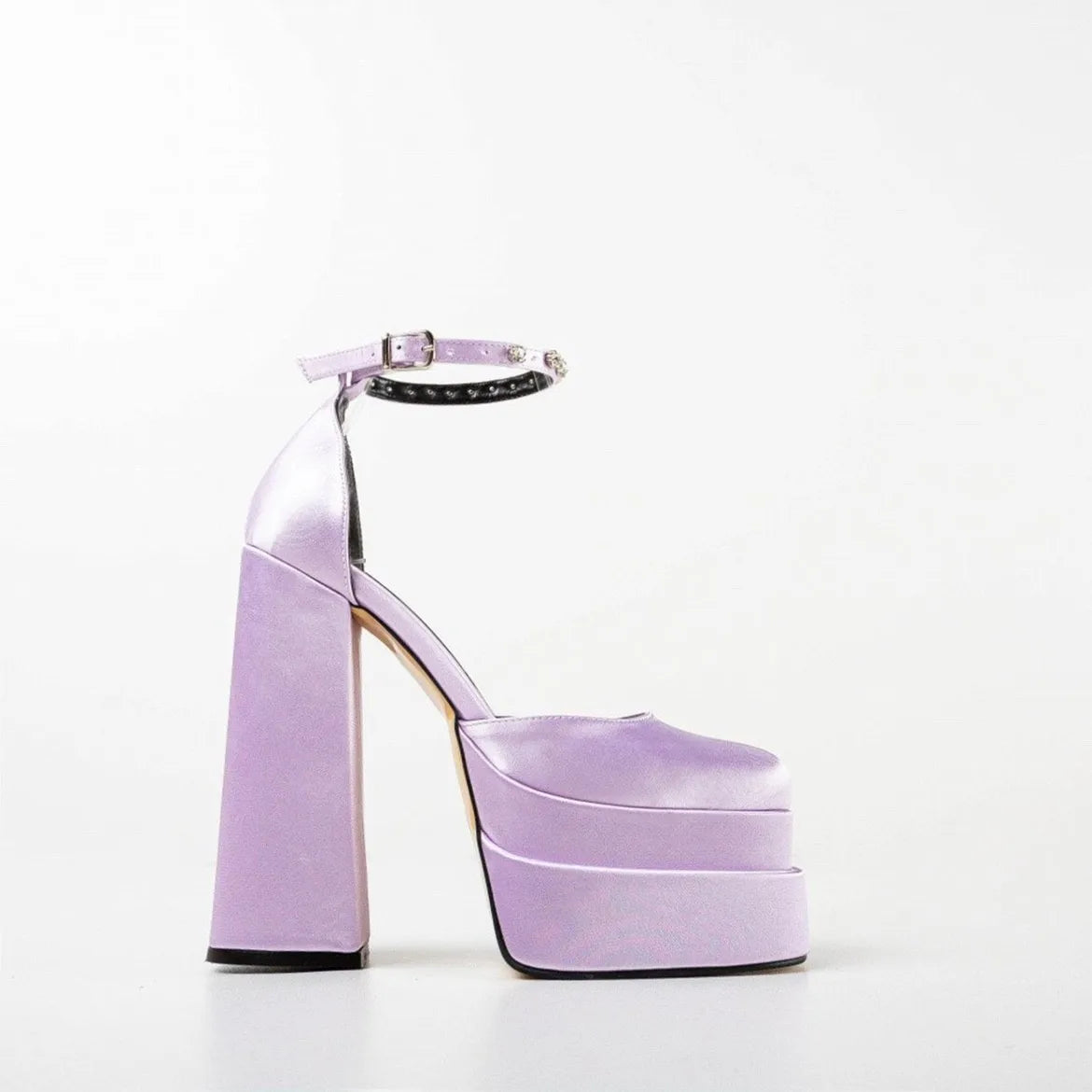 Ivory Satin Evening Party Platforms Sandals High Heels 15 cm Thick Heels Weddings Shoes