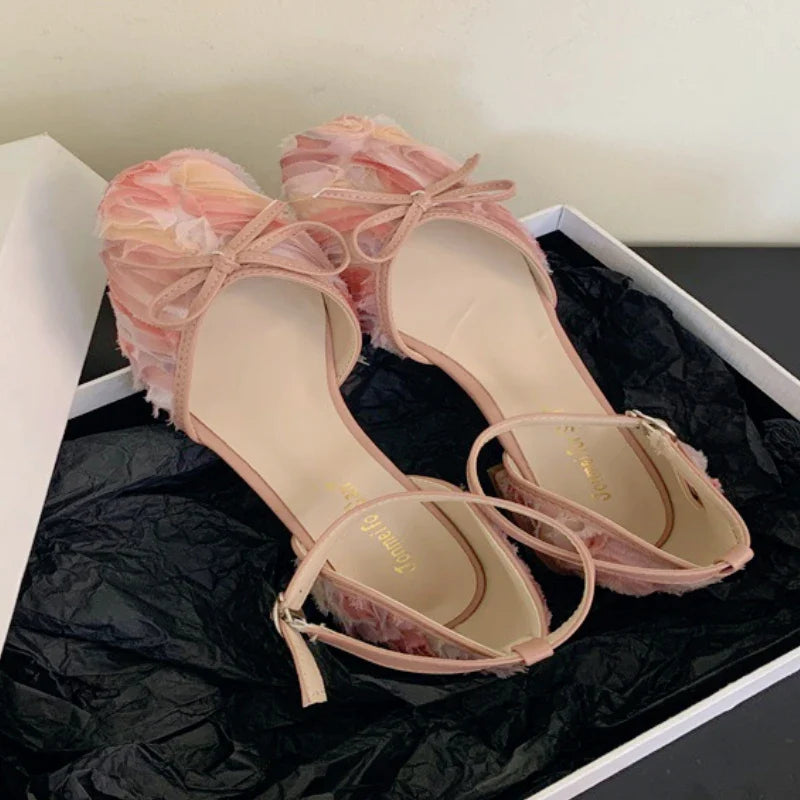 Lace Hollow Mary Jane Shoes Elegant Square Toe Ankle Strap Low Heel Wedding Shoe