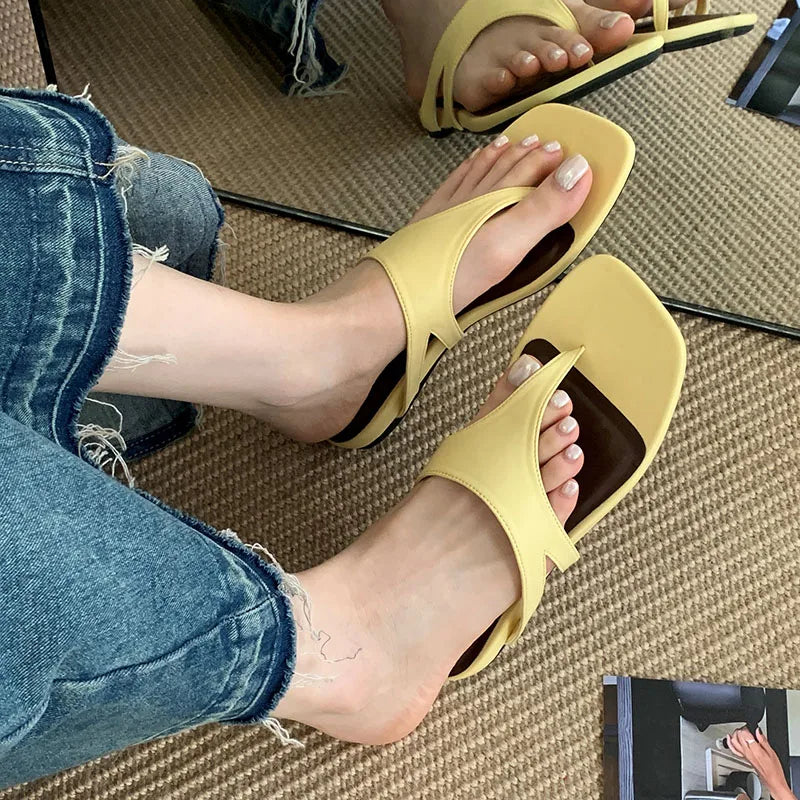 Beach Flip Flops Flats Slippers Shoes Square Toe Flats Slippers Slides Sandals Shoes