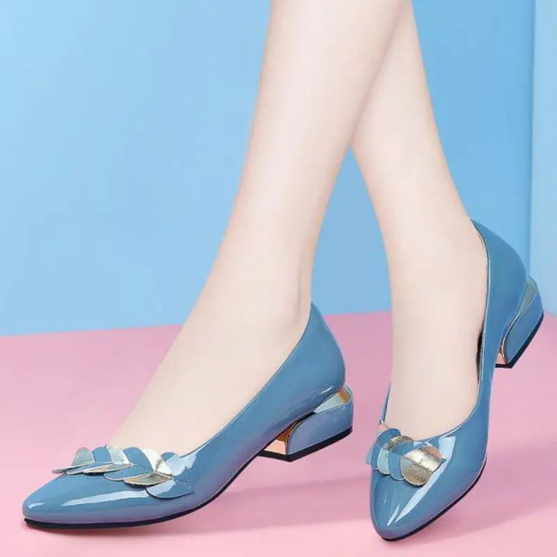 Low Heel Elegant Blue Normal Leather