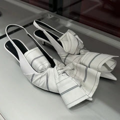 Fold Bow Super High Heel Pointed Single Shoes Thin Heel Shallow Mouth Shoes