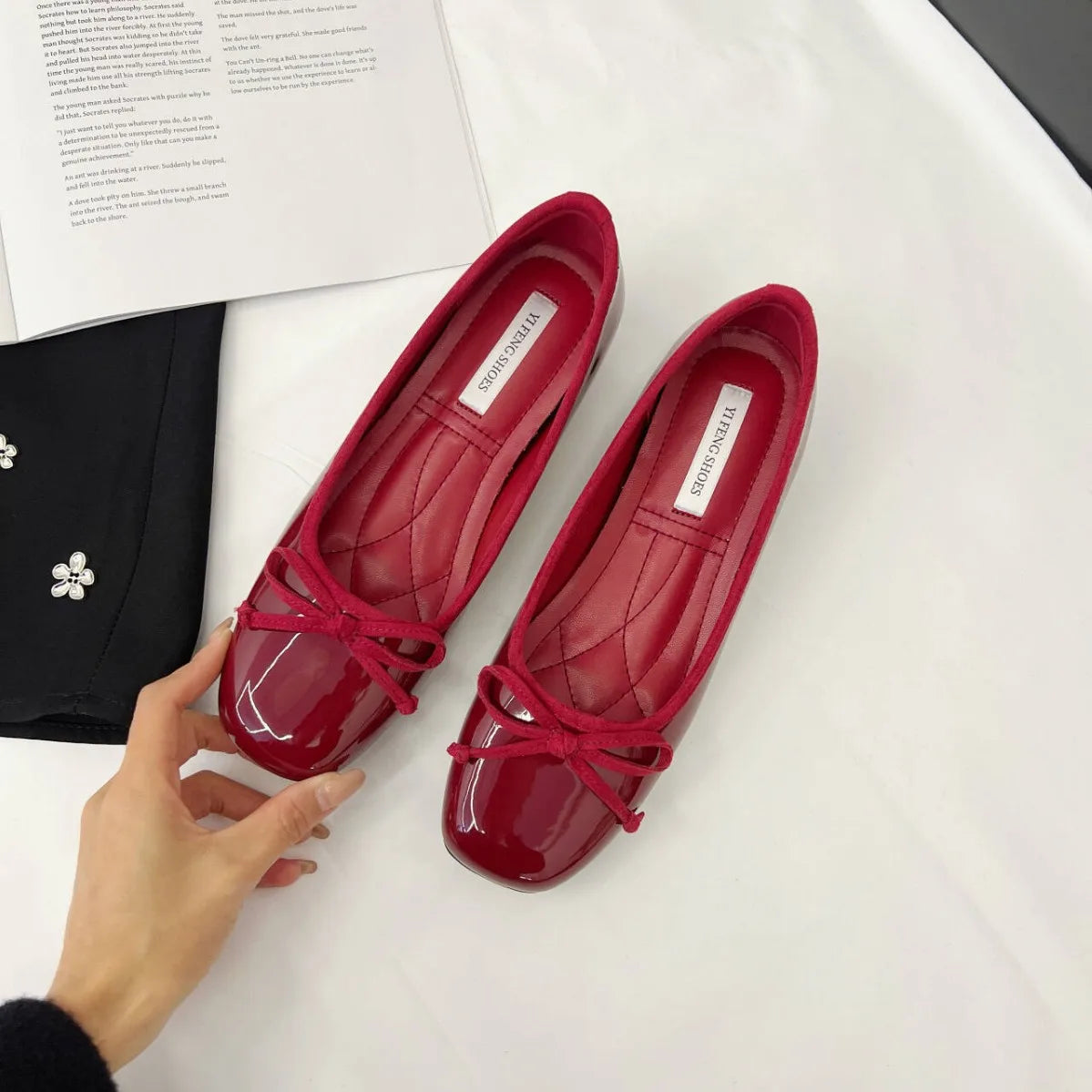 Increase Height 5cm Round Toe Bow-knot Sweet Ballet Shoes Office Woman Shallow Mouth Mary Jane Shoes