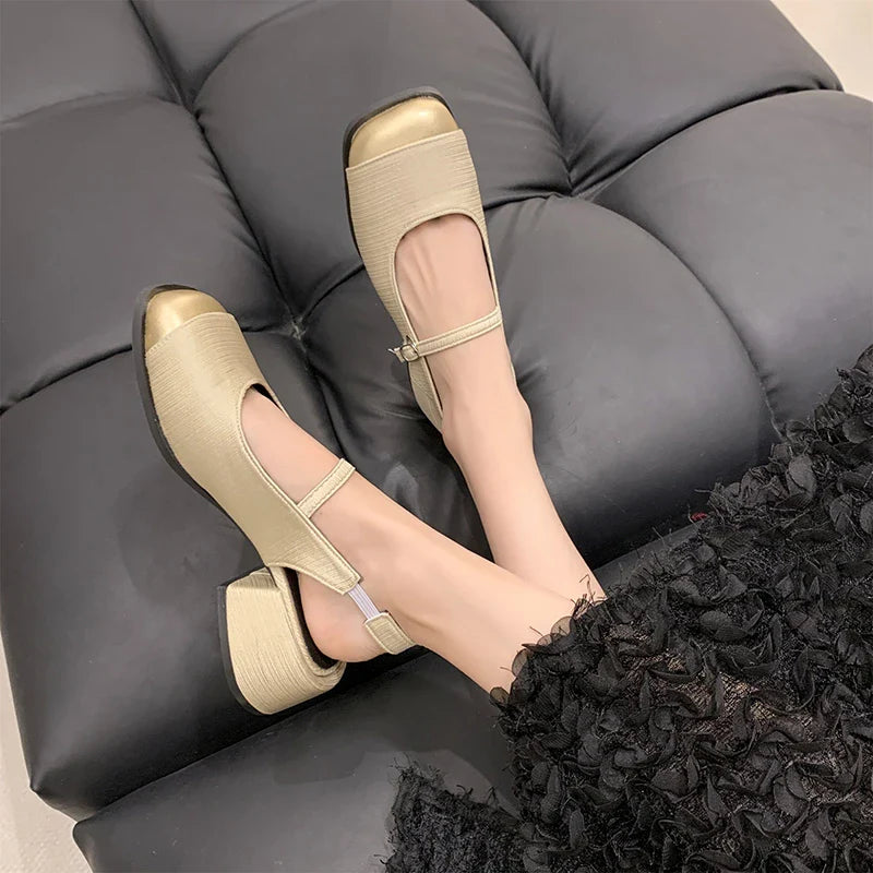 Buckle Square Heel Platform Mary Jane Shoes Casual Soft Soled High Heel Sandals Shoes