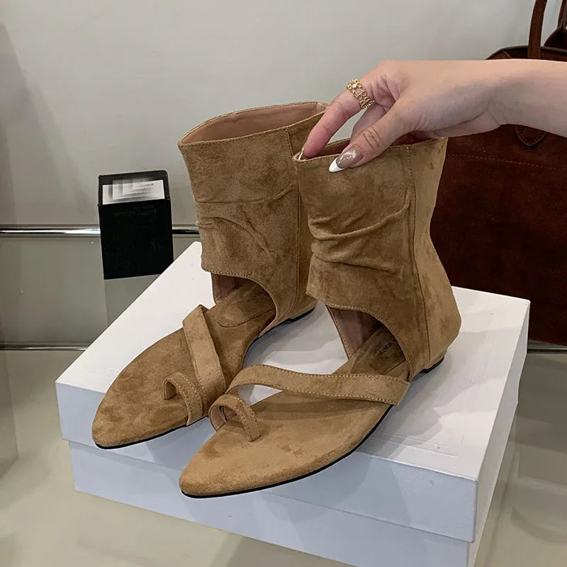 Slip Heeled Sandals Ankle Booties Shoes Flip flops Open Toe Low Heel Sandals Boots