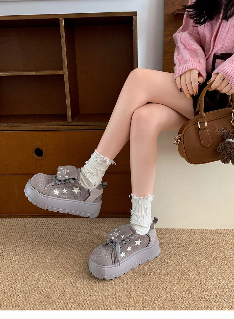 Vintage Low Top Thick Soled Increase Vulcanize Shoes