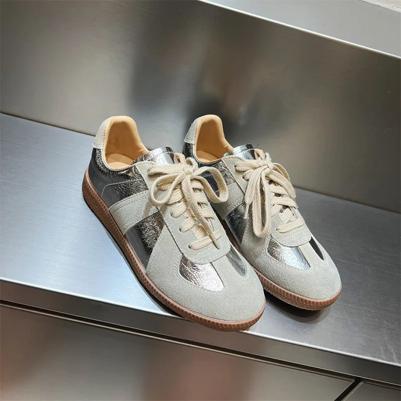 Genuine Leather Sneakers Cross-tied Comfort Casual Flats Shoes Woman High Quality Sport Shoes Sneakers