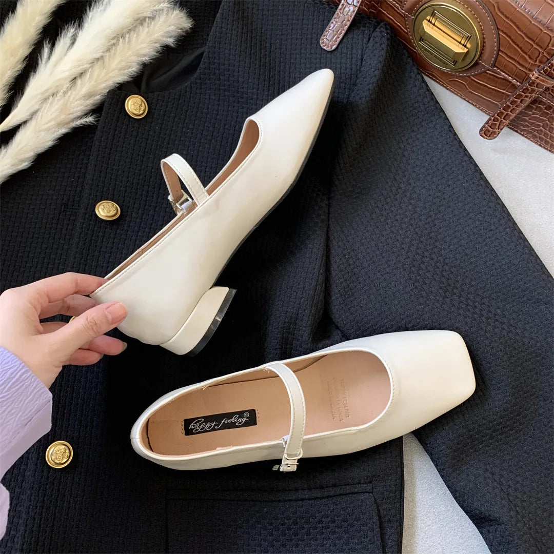 Flat mary janes shoes woman candy color soft leather ballet flats ankle strap comfy mocaasins