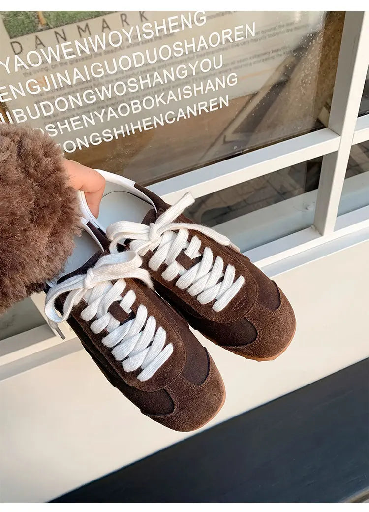 Sports Shoes Genuine Leather Thick-Soled Single Shoes 2025Retro Sports Forrest Gump German Training Shoes