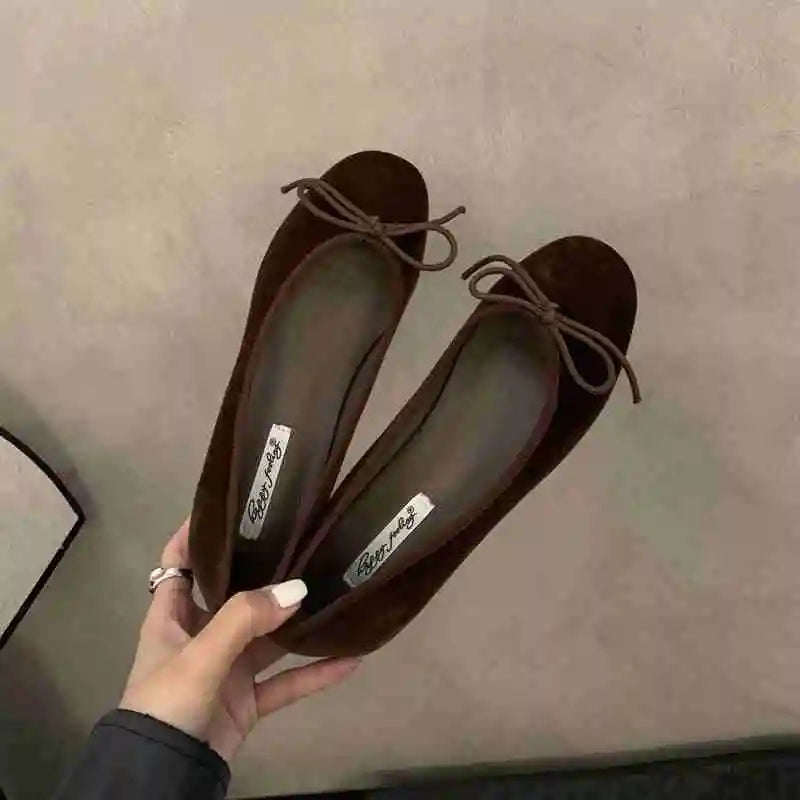 Red Flat Shoes Shallow Slip On Elegant Ballerinas Shoes Soft Flat Heel Outdoor Casual Mary Jane