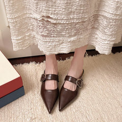 French Style Low Heel Square Mary Jane Shoes Shoes Slippers Retro Small Leather Shoes