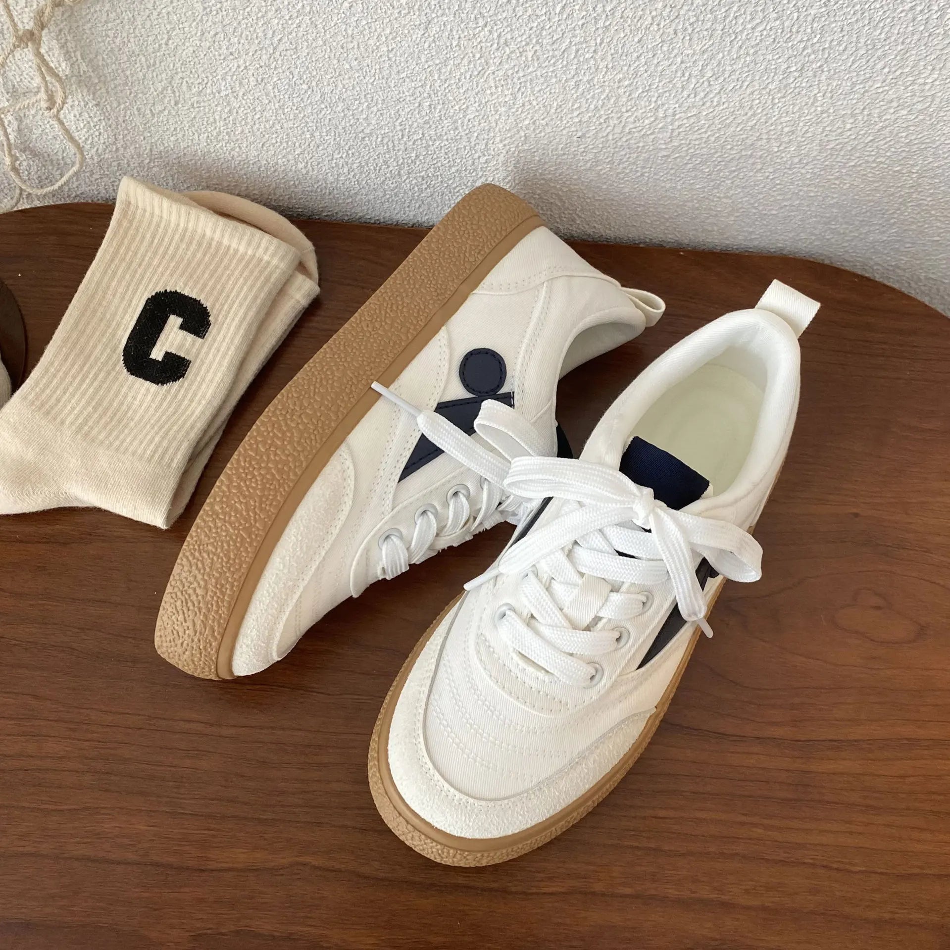 Thick Bottom Training Shoes Retro Mixed Color Students Sneakers Casual Concise Soft Soled Sports Shoes
