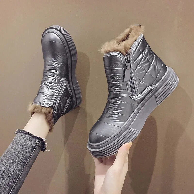 Waterproof Booties Snow Boots Boot Short Barrel Flat Shoes