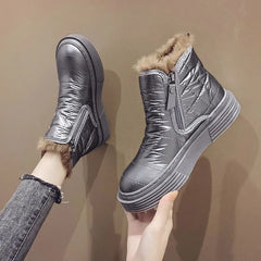 Waterproof Booties Snow Boots Boot Short Barrel Flat Shoes