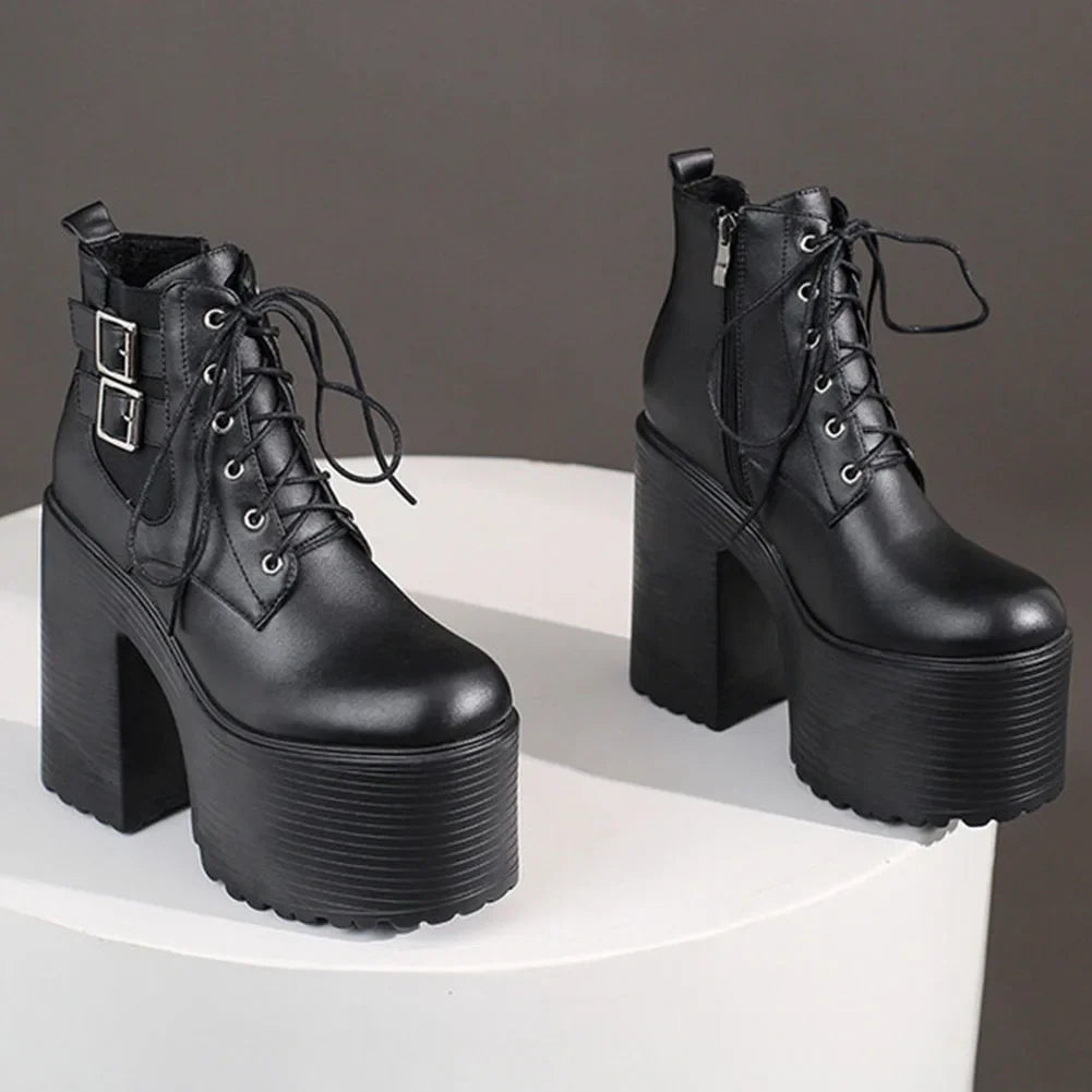 Platform Ankle Boots Brand Design Great Quality Gothic Style Comfy Cool Street Shoes Boots Big Size 43