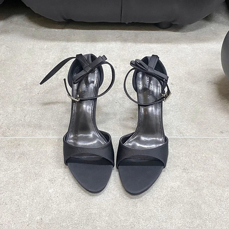Butterfly-Knot Footwear Pumps High Heels Shoes Pointed Toe Thin Heels Shoes 2025