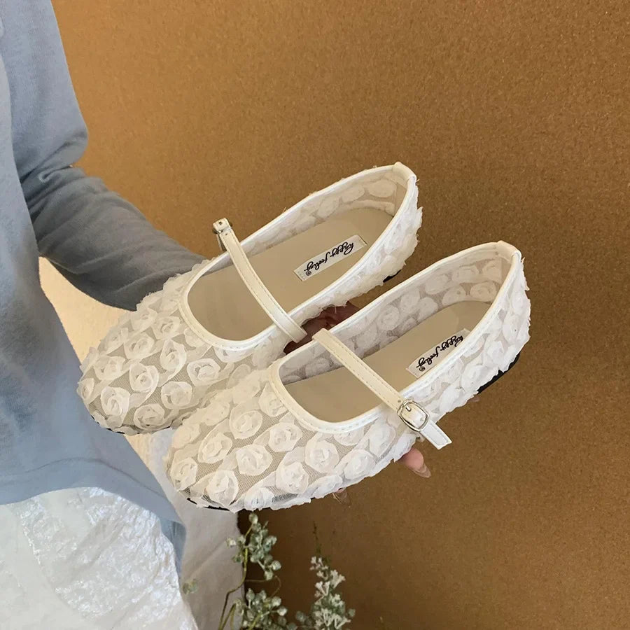 Flats Round Toe Shallow Slip On Casual Ballet Fur Shoes Soft Leather Eelgant Mujer