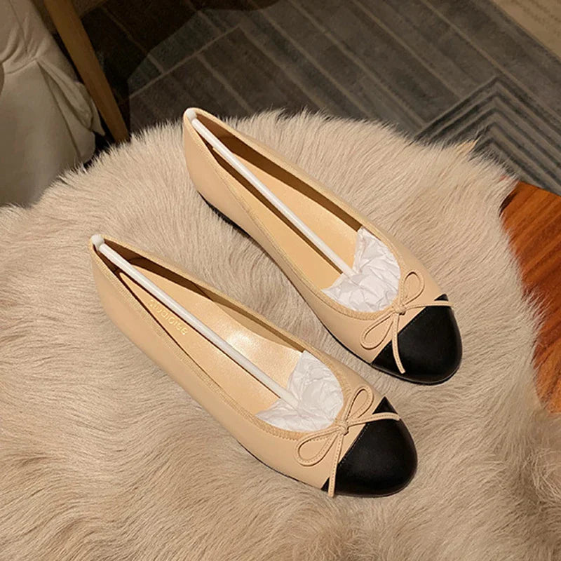 Mixed Color Silver Bowtie Ballets Round Toe Flats Office Slip On Loafers Tweed Cloth Ballerina Bridal Wedding Shoes
