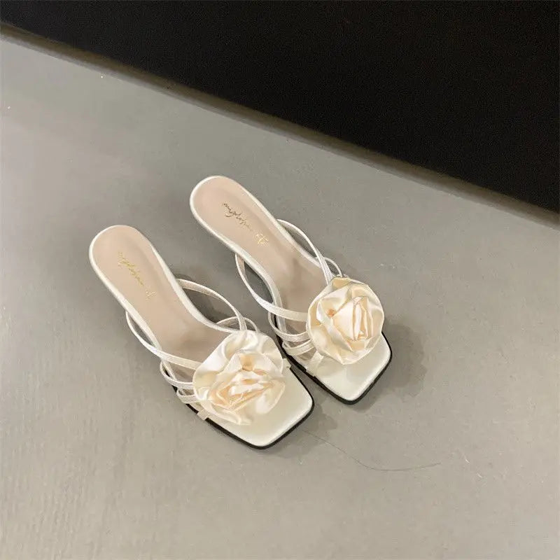 Red Rose Handmade Flower Sandal Heels Wedding Shoes Bride Shoes Design Pumps