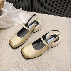 Buckle Square Heel Platform Mary Jane Shoes Casual Soft Soled High Heel Sandals Shoes