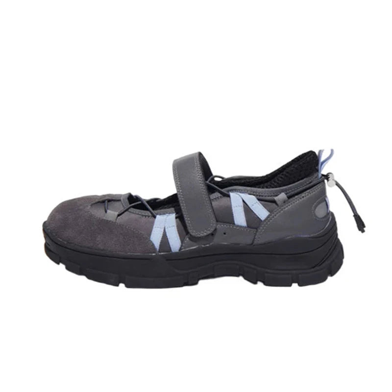 Retro HOOk&LOOP Thick Bottom Sneakers Round Toe Sport Shoes Elastic Band Design Non-Slip Tenis Femininos Shoes