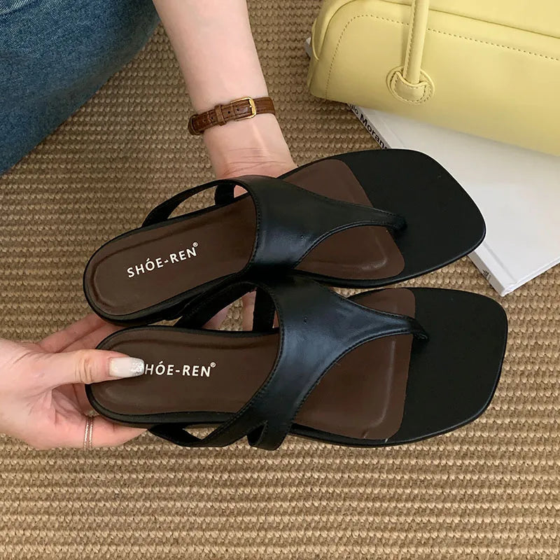 Beach Flip Flops Flats Slippers Shoes Square Toe Flats Slippers Slides Sandals Shoes