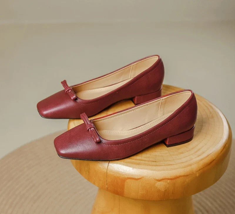 Single Shoes Retro Simple Mary Jane Square Head Shallow Mouth Comfortable Soft Leather Shoes