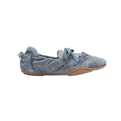 Retro Faded Denim Ballet Flat Bot Tie Design Single Shoes Korea