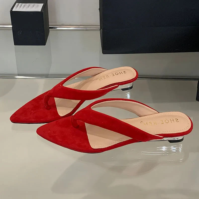 In Pointed Toe Wedges Slippers Flip flops Slides Low Heel Wedges Sandals