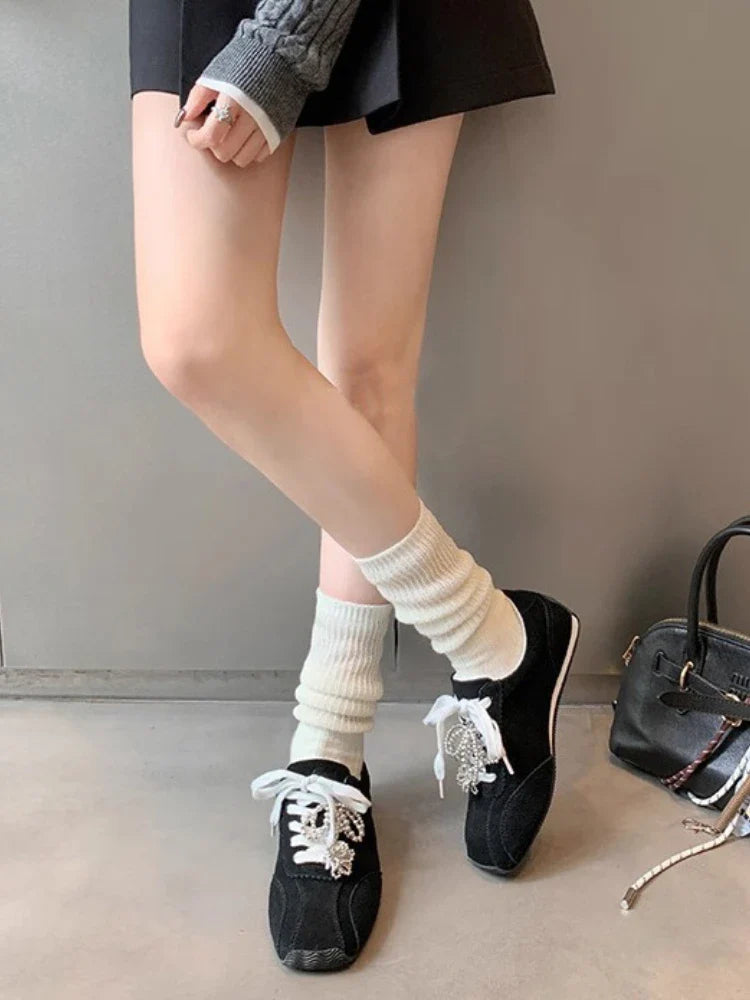 Brand High Quality Zapatillas De Mujer Retro Square Head Pearl Bow Casual Training Shoes Shoes Hot Selling