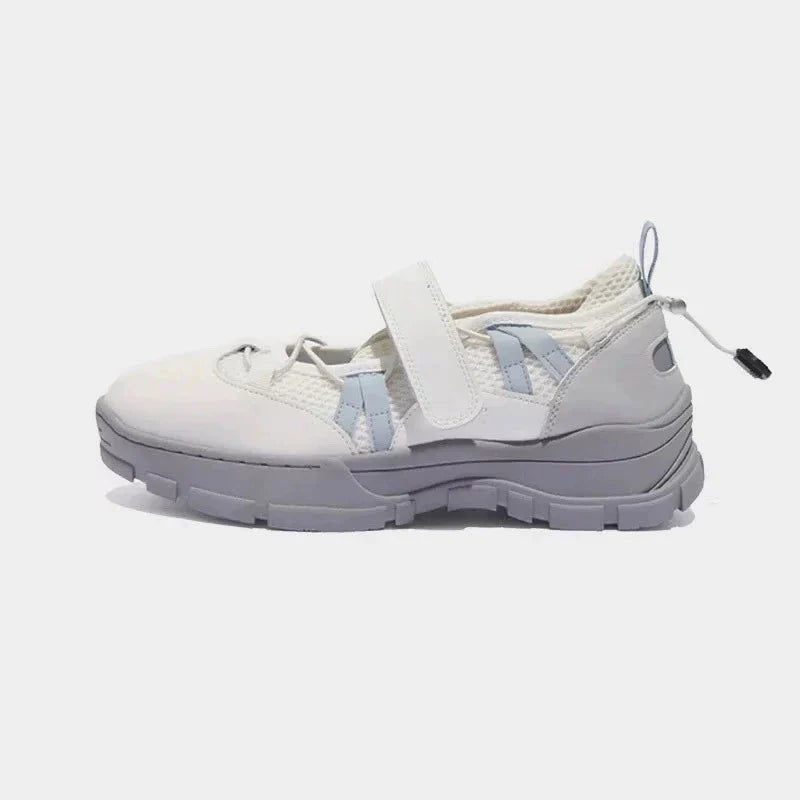 Retro HOOk&LOOP Thick Bottom Sneakers Round Toe Sport Shoes Elastic Band Design Non-Slip Tenis Femininos Shoes