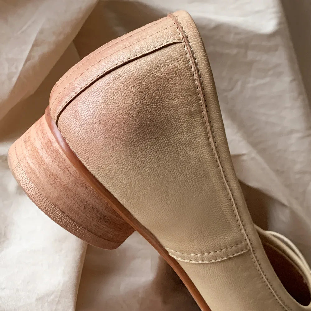 genuine leather pleated sqaure toe slip-onn ballet flats soft comfortable four season ballerianns single shoes