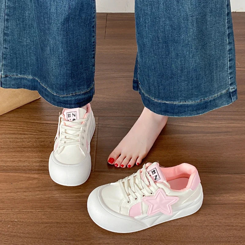 Girl Thick Bottom Round Head Star Shoes To Wear Comfortable Sports Shoes Casual Bread Shoes
