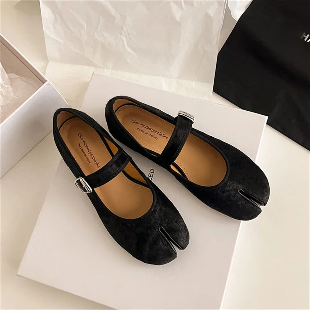 Mary Jane Horsehair Loafers Single Shoes Flats Woman Flats Street Shoes