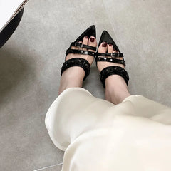 Pointed Toe Heels Pumps Slides Shoes In Slip Rivet High Heels Shoes
