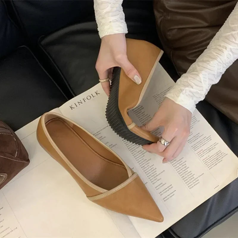 Elegant Pointed Toe Comfort Soft Leather Wedge Shoes Shoes Office Flats Loafers
