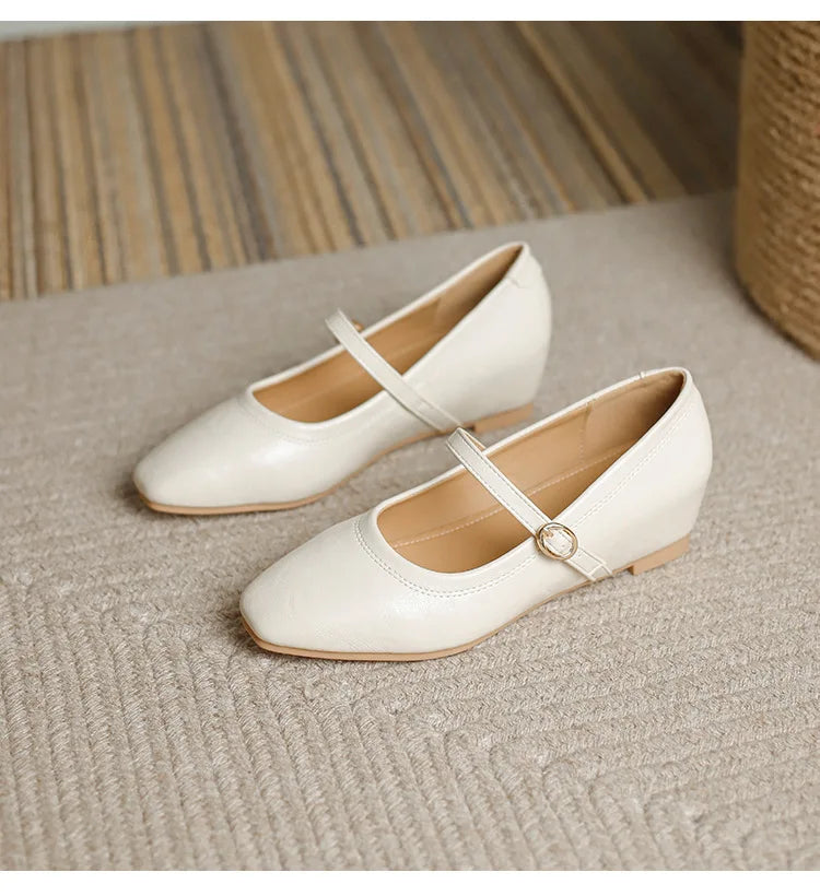 mary janes shoes woman height increasing flats soft leather ankle belt mocasines elevator shoes zapatos de mujer 2025