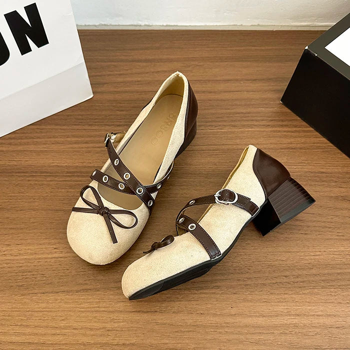 Vintage Thick Heel Mary Jane Shoes Concise Belt Buckle Shoes Elegant Party Dress Pumps